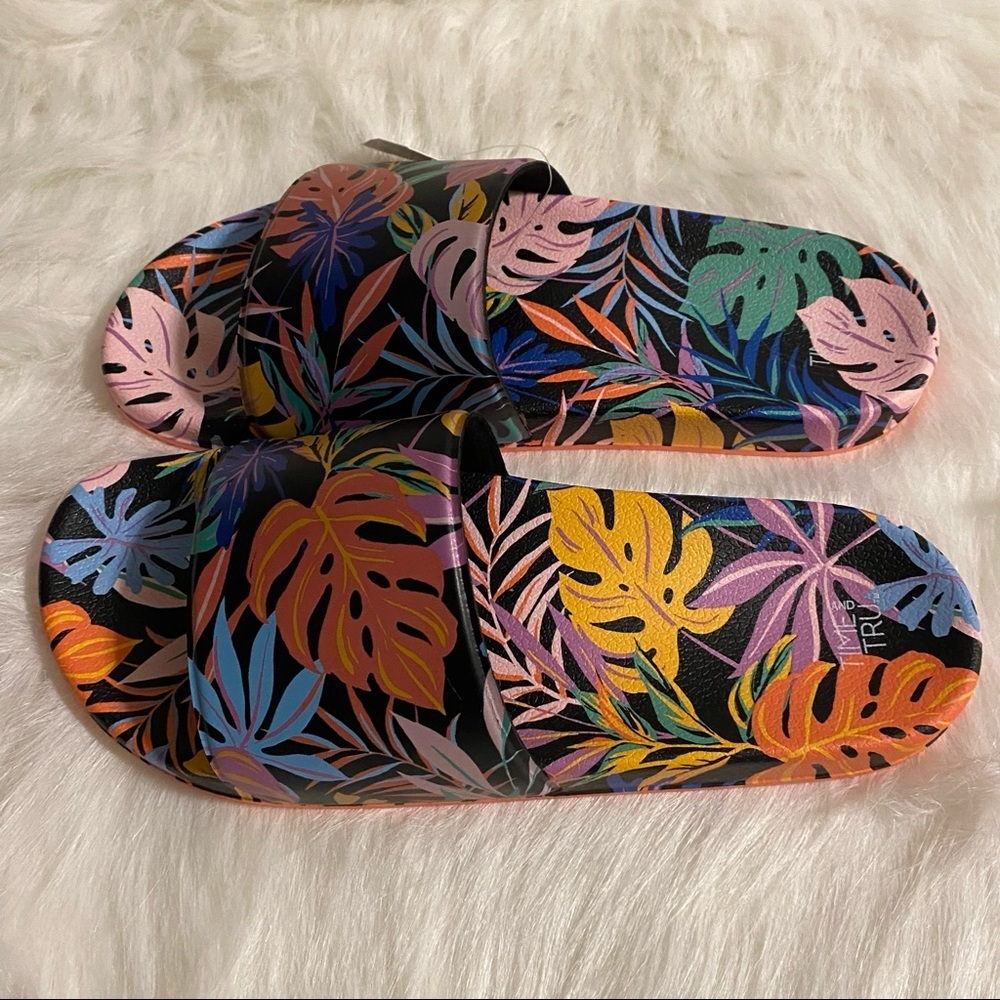 Time And‎ Tru Shoes Women’s Sandals Slides Size 11 Slip On Mixed Color